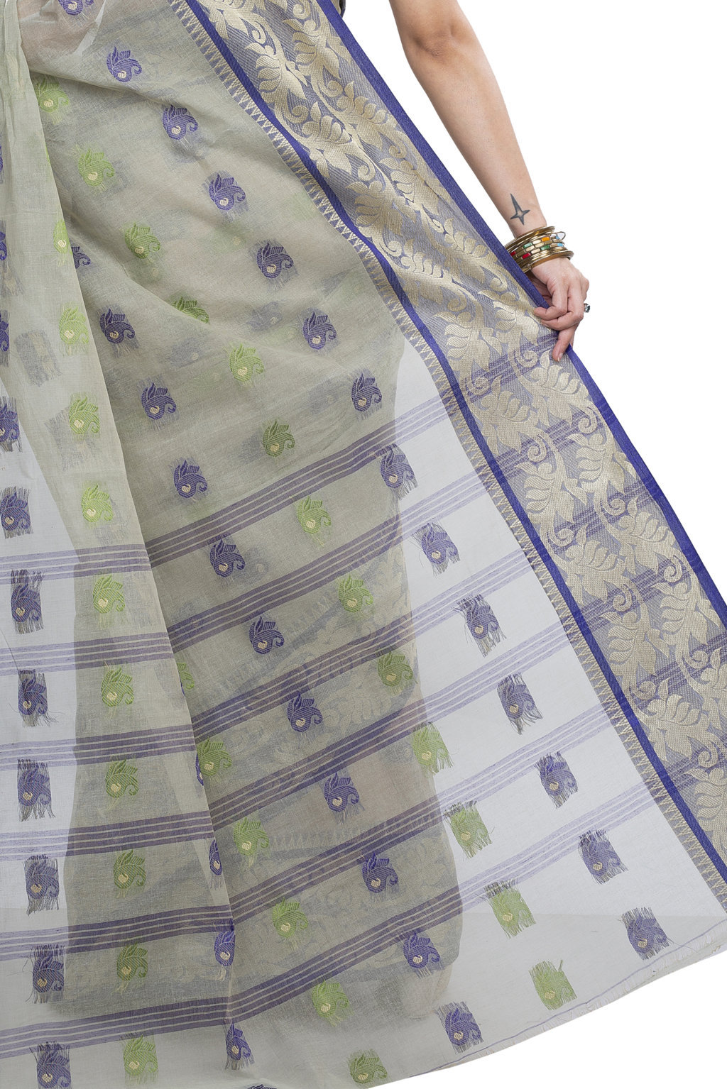 Grey Pure Cotton HasFul Tant Saree (786)